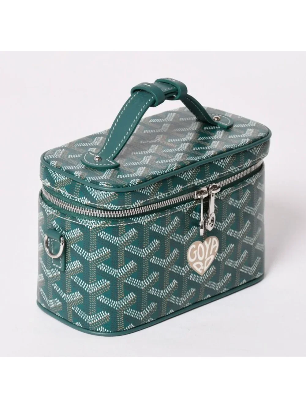 Goyard Muse Vanity Case Mini Nano Bag Green 2-Way Goyardine Canvas Calfskin